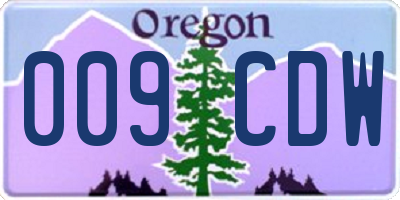 OR license plate 009CDW