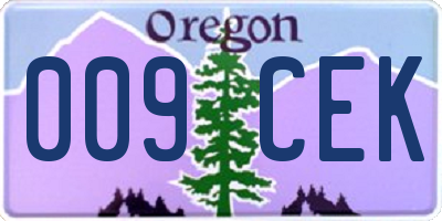 OR license plate 009CEK