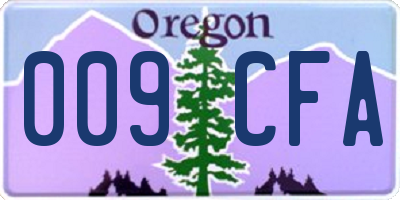 OR license plate 009CFA