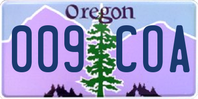 OR license plate 009COA