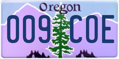 OR license plate 009COE