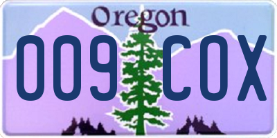 OR license plate 009COX