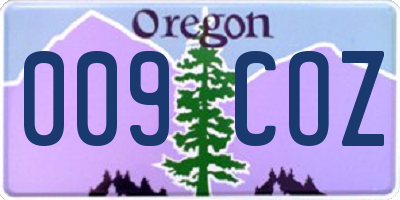 OR license plate 009COZ