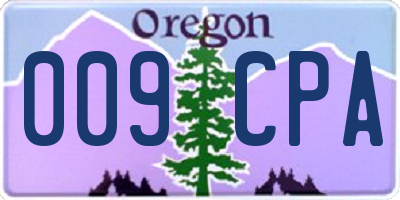 OR license plate 009CPA