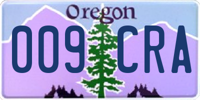 OR license plate 009CRA