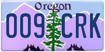 OR license plate 009CRK