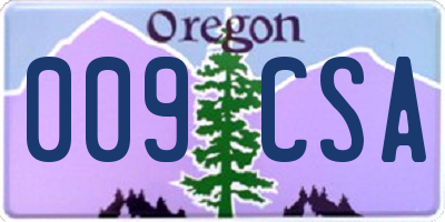 OR license plate 009CSA