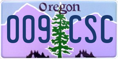 OR license plate 009CSC