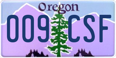 OR license plate 009CSF