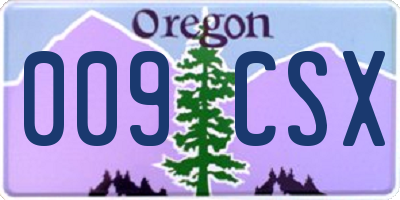 OR license plate 009CSX