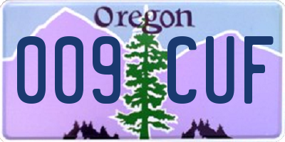 OR license plate 009CUF