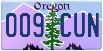 OR license plate 009CUN