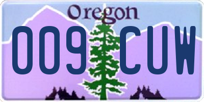 OR license plate 009CUW