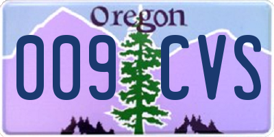 OR license plate 009CVS