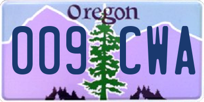 OR license plate 009CWA