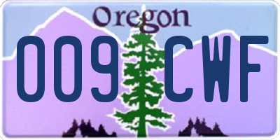 OR license plate 009CWF