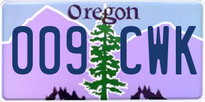 OR license plate 009CWK