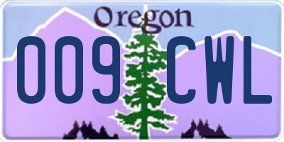 OR license plate 009CWL