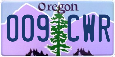 OR license plate 009CWR