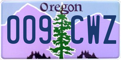 OR license plate 009CWZ