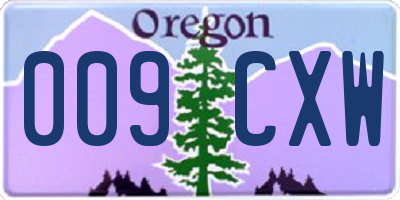 OR license plate 009CXW