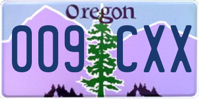 OR license plate 009CXX