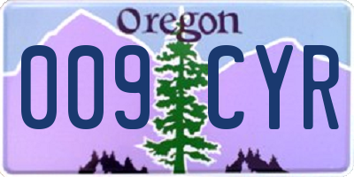 OR license plate 009CYR