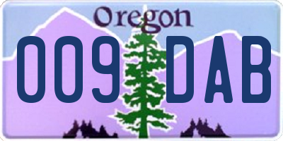 OR license plate 009DAB