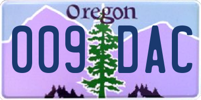 OR license plate 009DAC