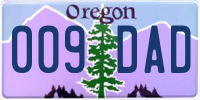 OR license plate 009DAD