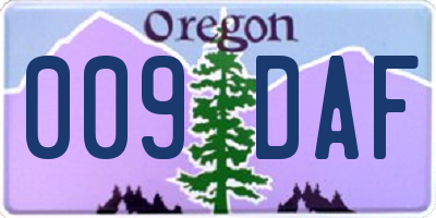 OR license plate 009DAF