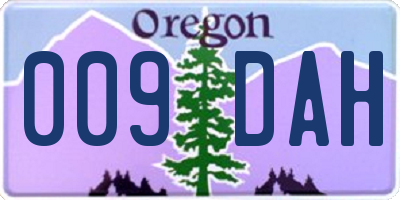 OR license plate 009DAH