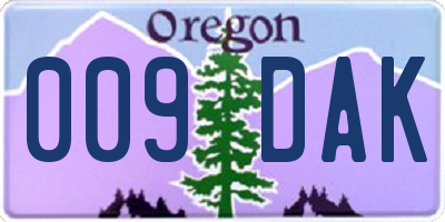 OR license plate 009DAK