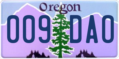 OR license plate 009DAO