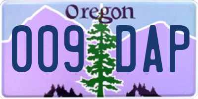 OR license plate 009DAP