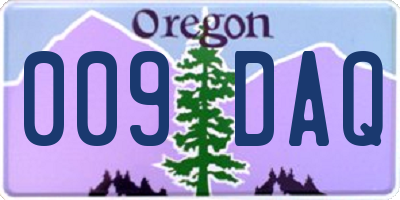 OR license plate 009DAQ