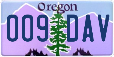 OR license plate 009DAV