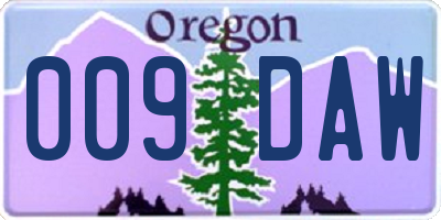 OR license plate 009DAW