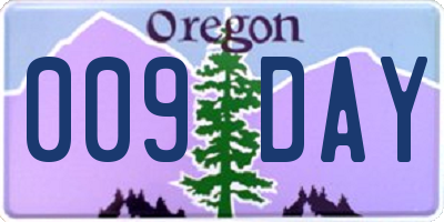 OR license plate 009DAY
