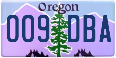 OR license plate 009DBA