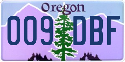 OR license plate 009DBF