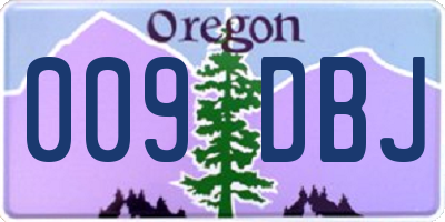 OR license plate 009DBJ