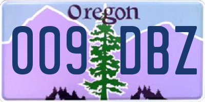 OR license plate 009DBZ