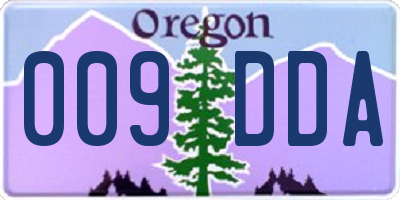 OR license plate 009DDA