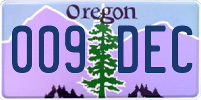 OR license plate 009DEC