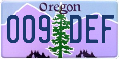 OR license plate 009DEF