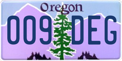 OR license plate 009DEG