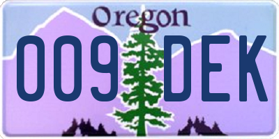 OR license plate 009DEK