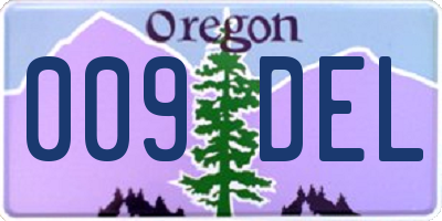 OR license plate 009DEL