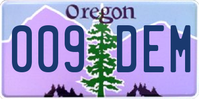 OR license plate 009DEM